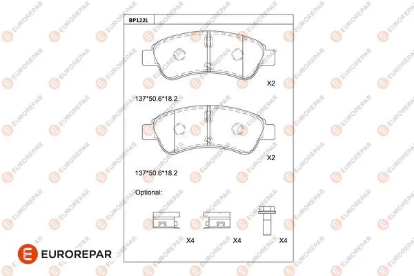 Kit de plaquettes de frein, frein à disque EUROREPAR 1681209380
