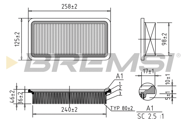 Filtre à air BREMSI FA1364
