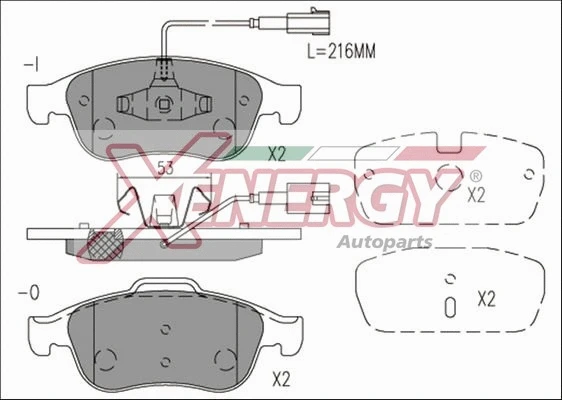 Kit de plaquettes de frein, frein à disque AP XENERGY X41182