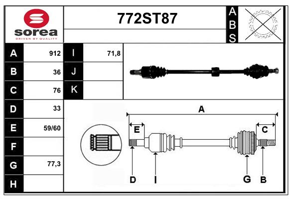 Arbre de transmission STARTCAR 772ST87