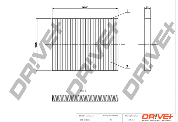 Filtre, air de l'habitacle Dr!ve+ DP1110.12.0060