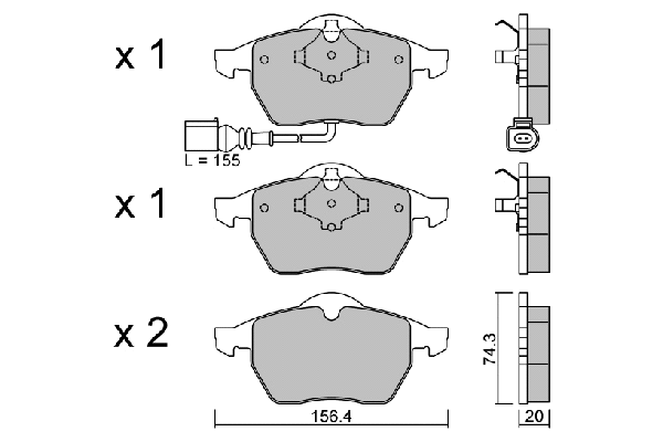 Kit de plaquettes de frein, frein à disque AISIN BPVW-1026