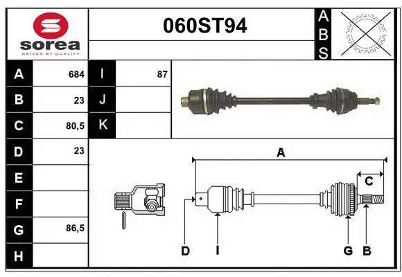 Arbre de transmission STARTCAR 060ST94