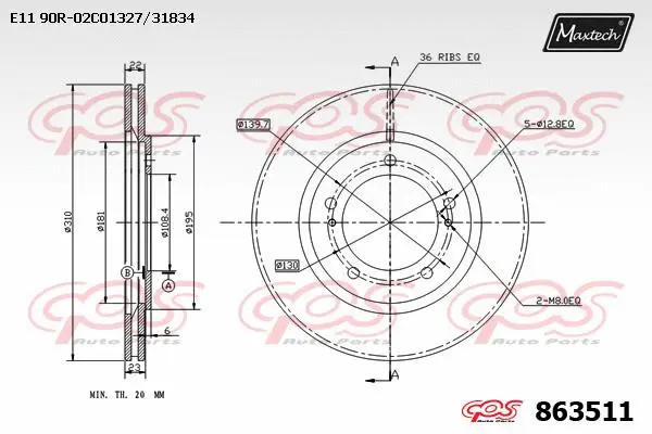 Disque de frein MAXTECH 863511
