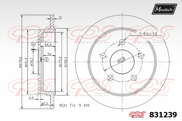 Disque de frein MAXTECH 831239
