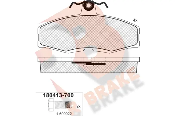 Kit de plaquettes de frein, frein à disque R BRAKE RB0413-700
