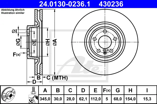 Disque de frein ATE-APAC 24.0130-0236.1