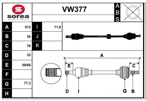 Arbre de transmission SERA VW377