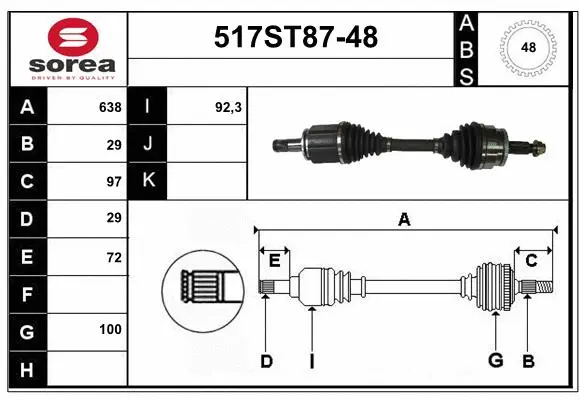 Arbre de transmission STARTCAR 517ST87-48