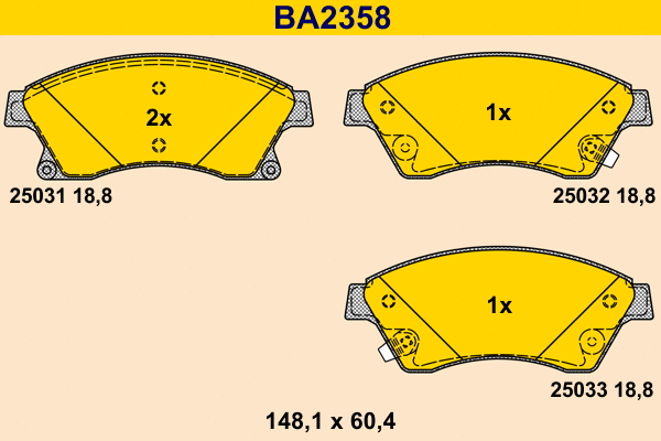 Kit de plaquettes de frein, frein à disque BARUM BA2358