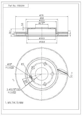 Disque de frein FI.BA FBD209