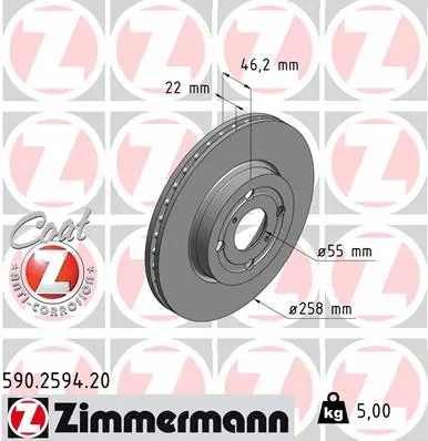 Disque de frein ZIMMERMANN 590.2594.20