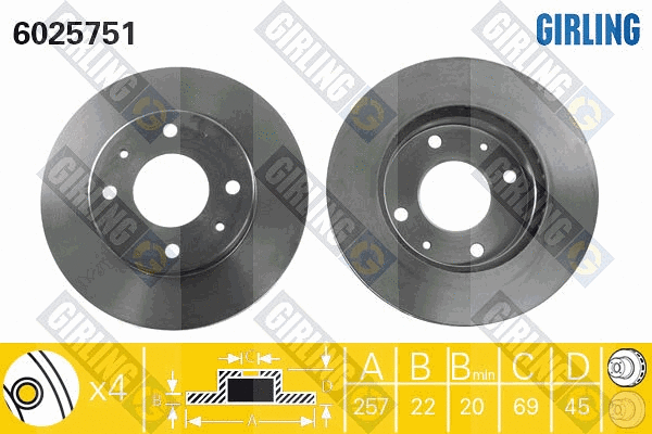 Disque de frein GIRLING 6025751