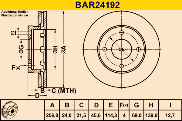 Disque de frein BARUM BAR24192