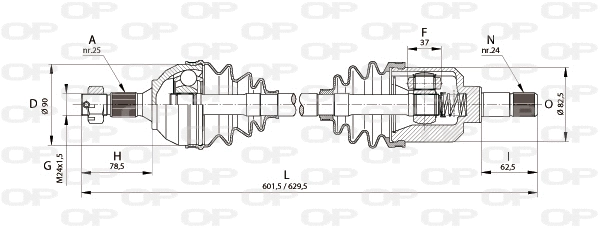 Arbre de transmission OPEN PARTS DRS6165.00