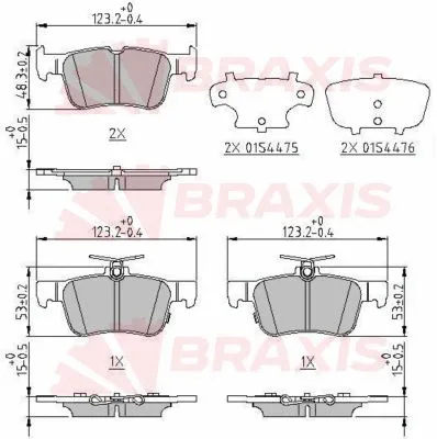 Kit de plaquettes de frein, frein à disque BRAXIS AA0647