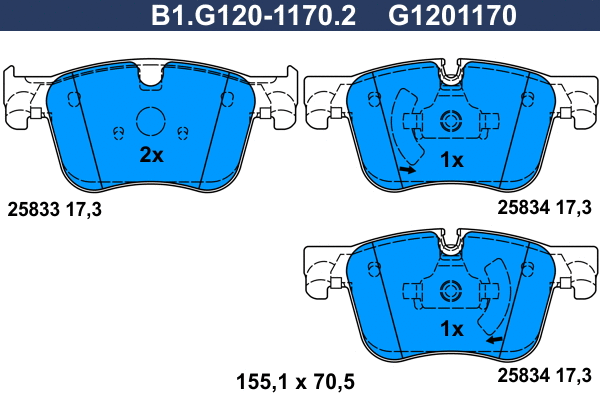 Kit de plaquettes de frein, frein à disque GALFER B1.G120-1170.2