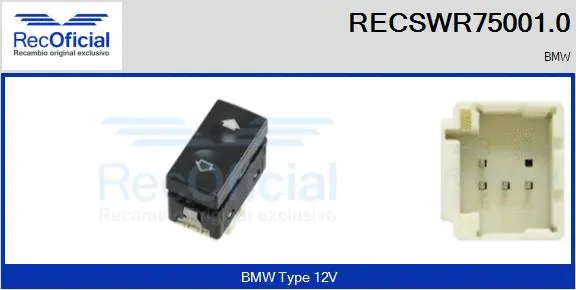 Interrupteur, lève-vitre RECOFICIAL RECSWR75001.0