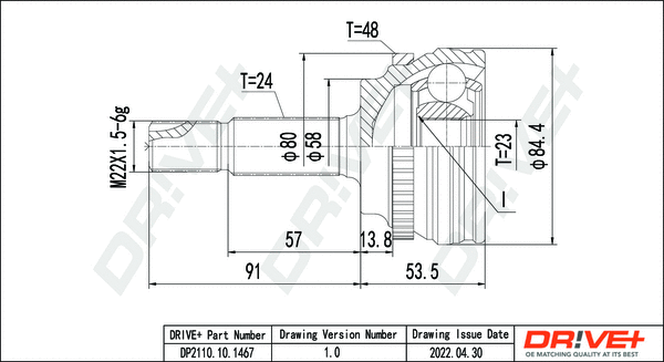 Jeu de joints, arbre de transmission Dr!ve+ DP2110.10.1467