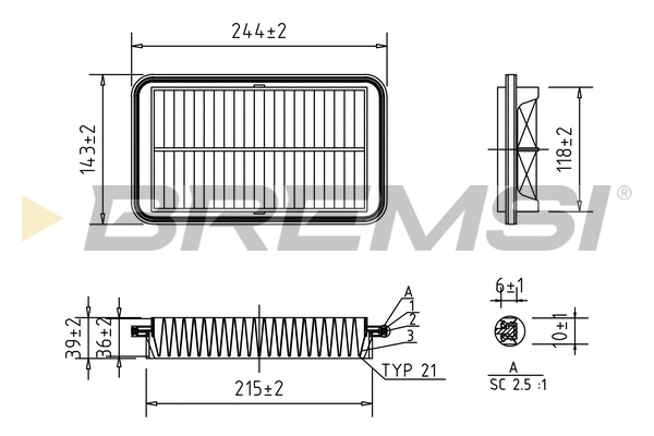Filtre à air BREMSI FA0596