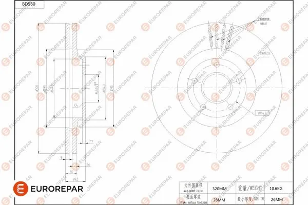 Disque de frein EUROREPAR 1684302280