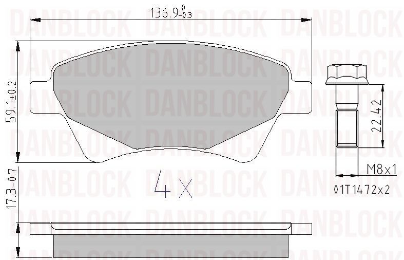 Kit de plaquettes de frein, frein à disque DANBLOCK DB 510229