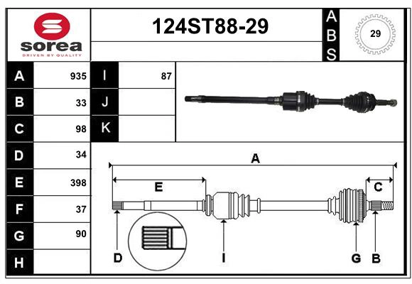 Arbre de transmission STARTCAR 124ST88-29