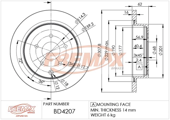 Disque de frein FREMAX BD-4207