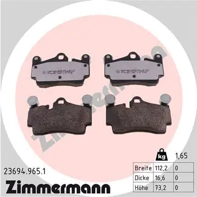 Kit de plaquettes de frein, frein à disque ZIMMERMANN 23694.965.1