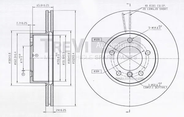 Disque de frein TREVI AUTOMOTIVE BD1252