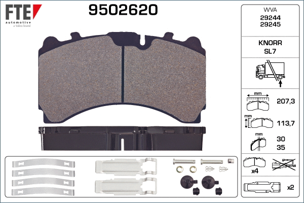 Kit de plaquettes de frein, frein à disque FTE 9502620