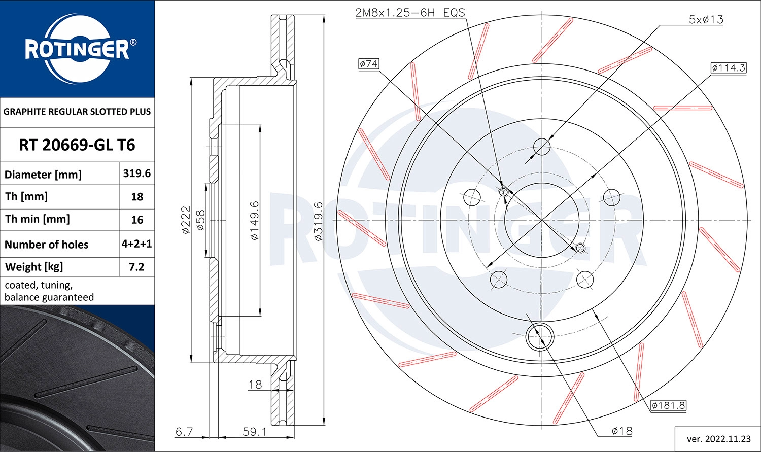 Disque de frein ROTINGER RT 20669-GL T6