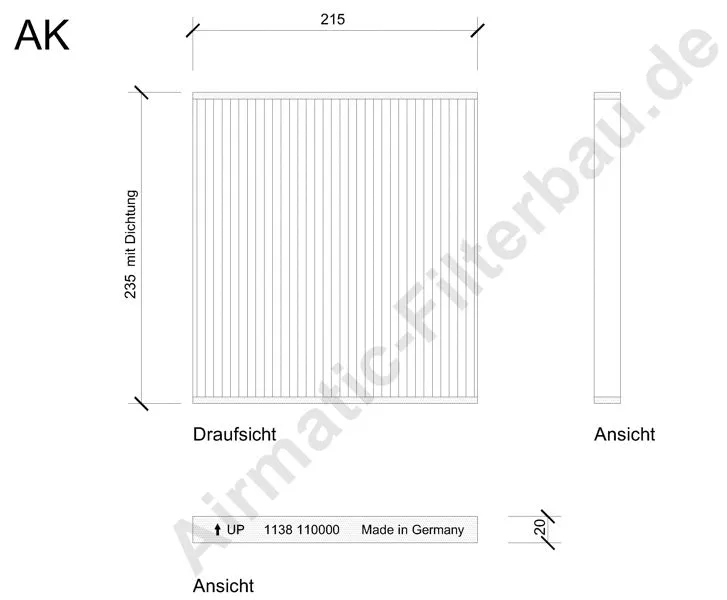 Filtre, air de l'habitacle AIRMATIC Filterbau IF1138