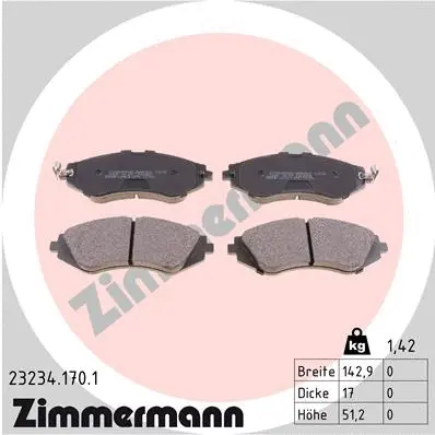 Kit de plaquettes de frein, frein à disque ZIMMERMANN 23234.170.1