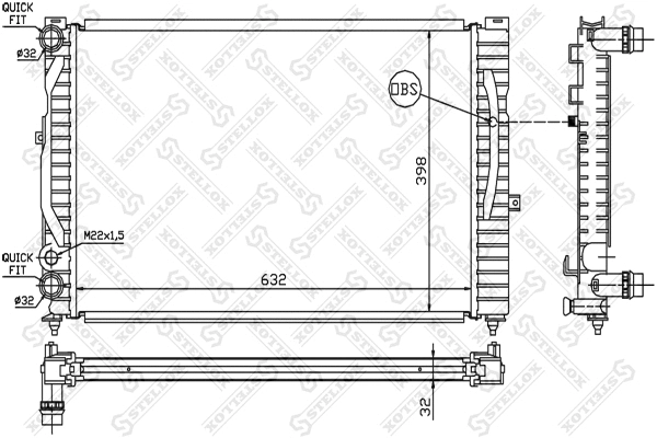 Radiateur, refroidissement du moteur STELLOX 10-25021-SX