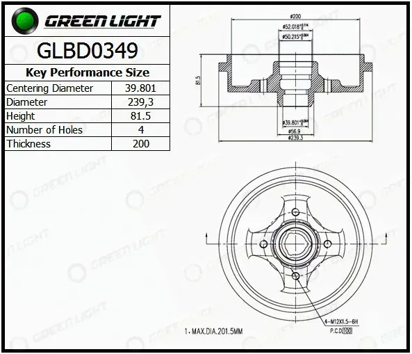 Tambour de frein Automotive Adriado GLBD0349