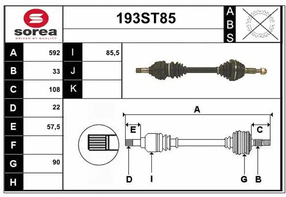 Arbre de transmission STARTCAR 193ST85