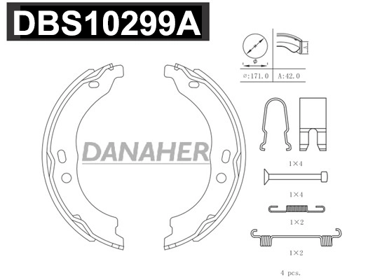 Jeu de mâchoires de frein, frein de stationnement DANAHER DBS10299A