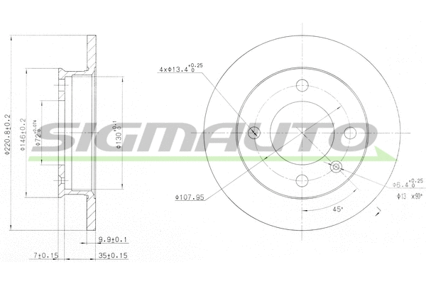Disque de frein SIGMAUTO DBA079S