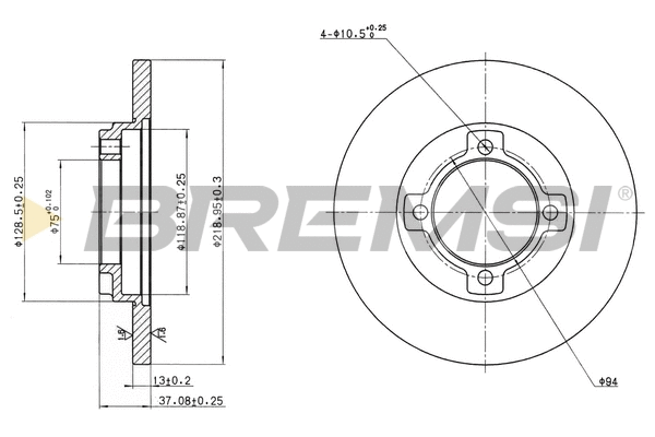 Disque de frein BREMSI CD6429S