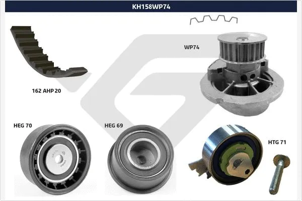 Pompe à eau + kit de courroie crantée HUTCHINSON KH 158WP74