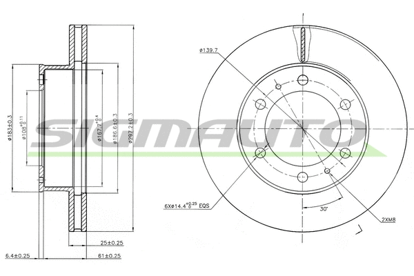 Disque de frein SIGMAUTO DBB783V