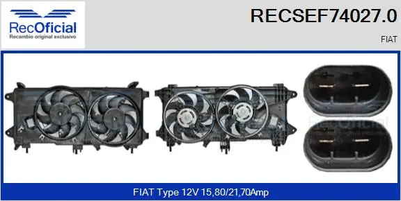 Moteur électrique, ventilateur pour radiateurs RECOFICIAL RECSEF74027.0