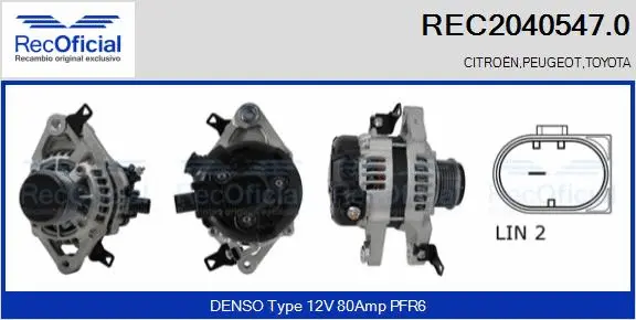 Alternateur RECOFICIAL REC2040547.0