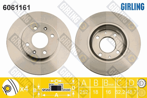 Disque de frein GIRLING 6061161