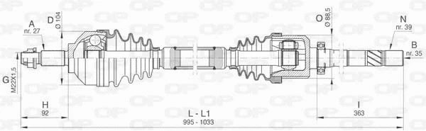 Arbre de transmission OPEN PARTS DRS6480.00
