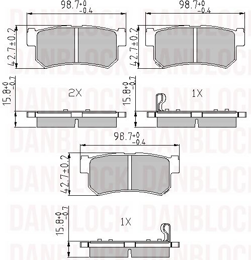 Kit de plaquettes de frein, frein à disque DANBLOCK DB 510563