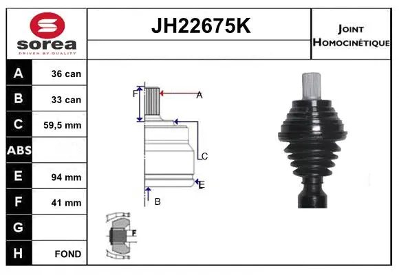 Jeu de joints, arbre de transmission SNRA JH22675K