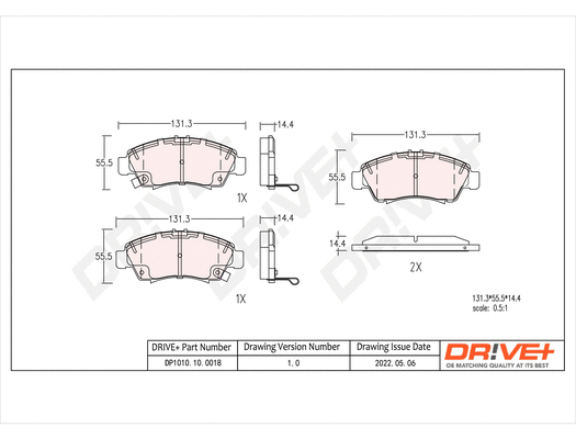 Kit de plaquettes de frein, frein à disque Dr!ve+ DP1010.10.0018