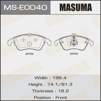 Jeu de mâchoires de frein MASUMA MS-E0040